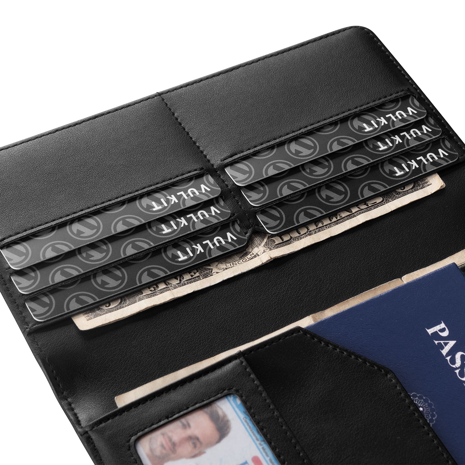 VPW100- Bifold Passport Holder For Cash, Bills and Cards