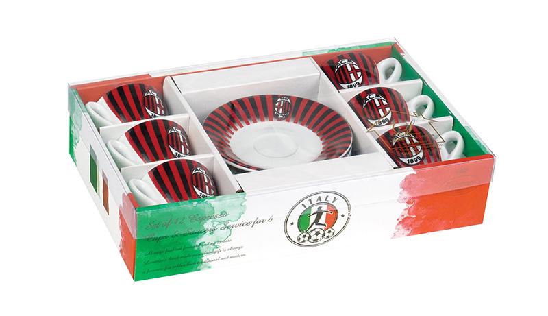 AC Milan Espresso Cups and Saucers, set of 6
