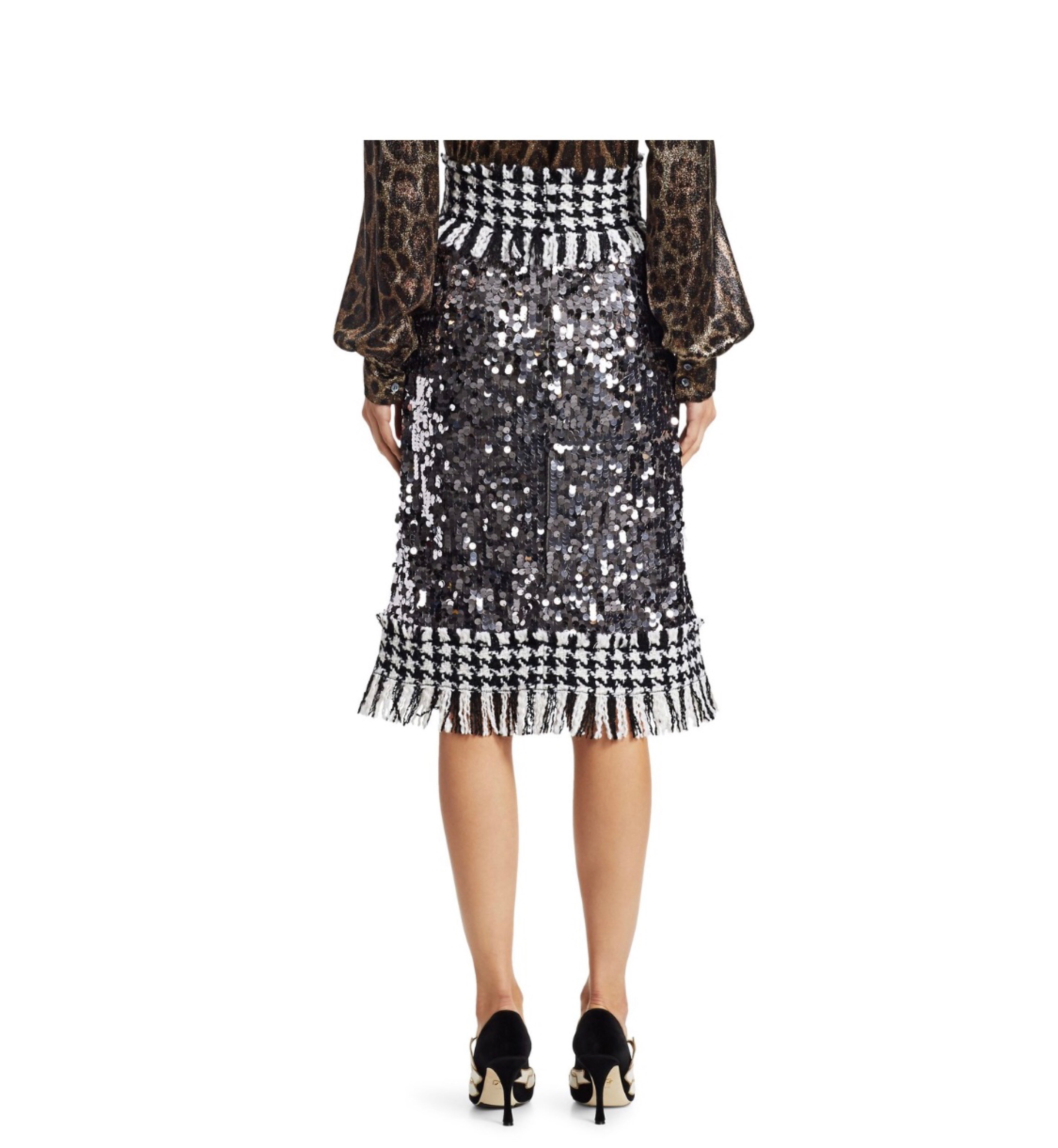 Dolce & Gabbana Paillette Sequin Tweed Skirt