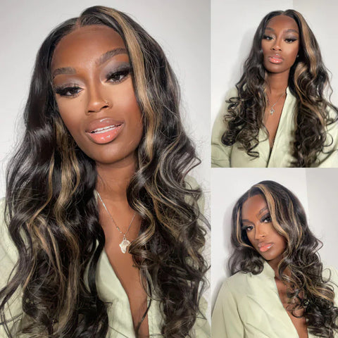 1b 27 highlight body wave wig