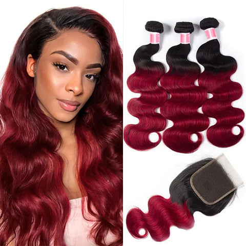 Brazilian Body Wave T1b 99j Omber Hair Bundles