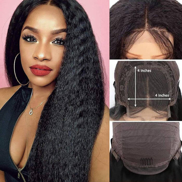 kinky straight lace closure wig