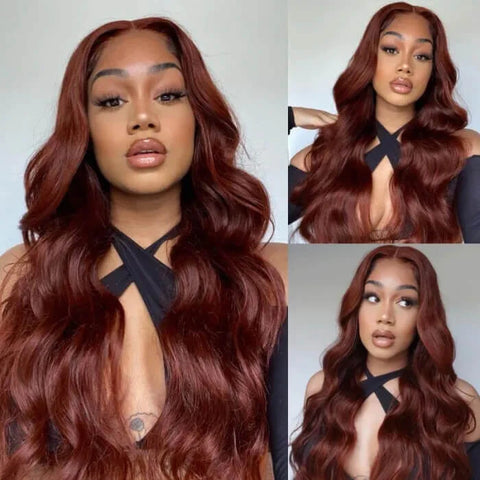 reddish brown body wave wig