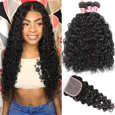 water wave hair bundles with closure