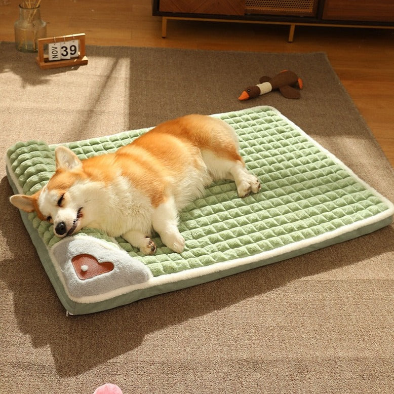 Comfort Pets Dog Flat Mat Bed with Raised Pillow