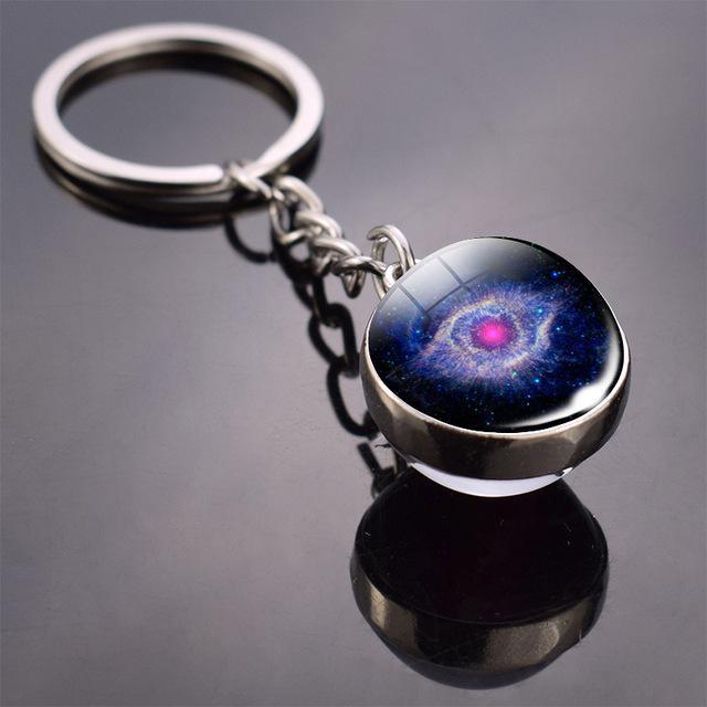 Solar System Galaxy Planet Glass ball Key Rings