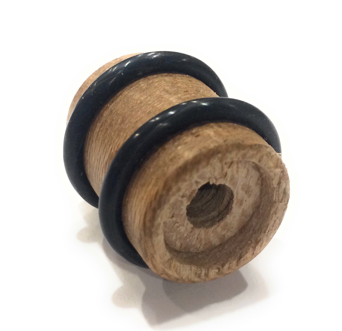 Set of 2  Tele Style Wood Barrel Custom Guitar Knobs with Rubber Grippers
