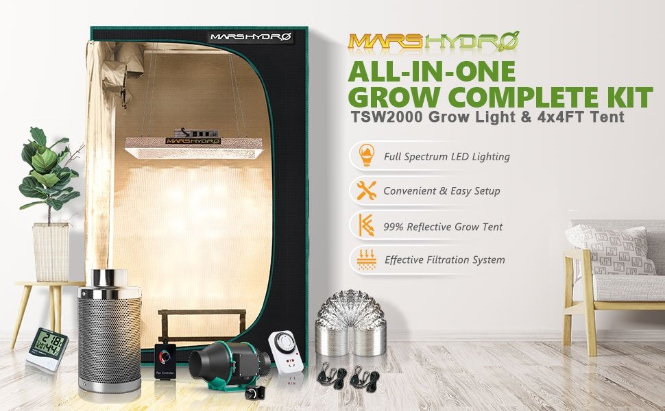 产品 Mars Hydro TSW 2000 LED Grow Light+48"x48"x80" (120x120cm)Indoor Grow Tent Kits