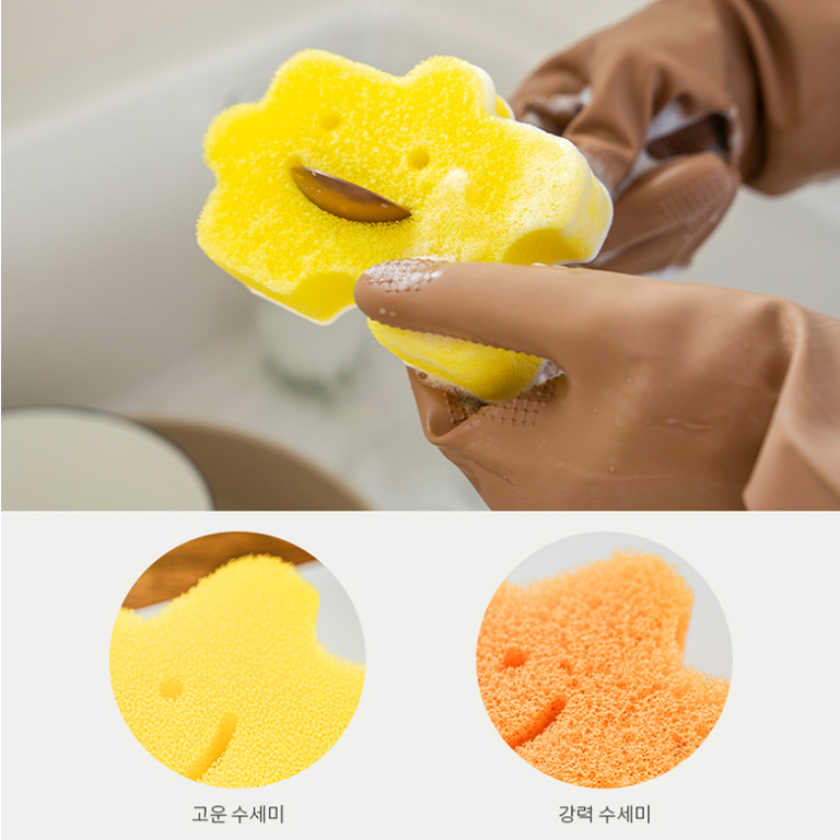 SAENGONG Smiley Stick-On Kitchen Scrubber Sponge (3 in a box)