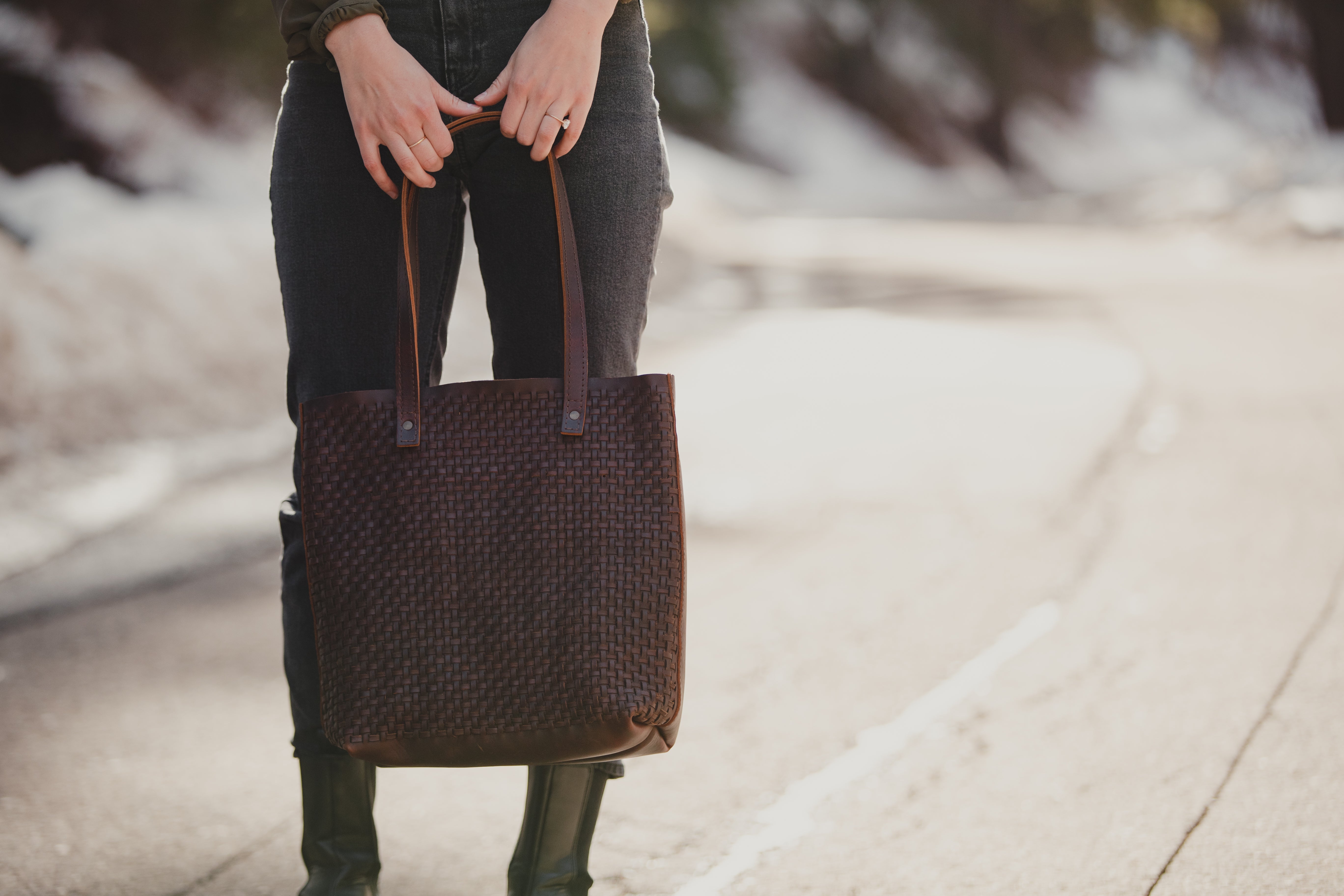 Woven Leather Tote