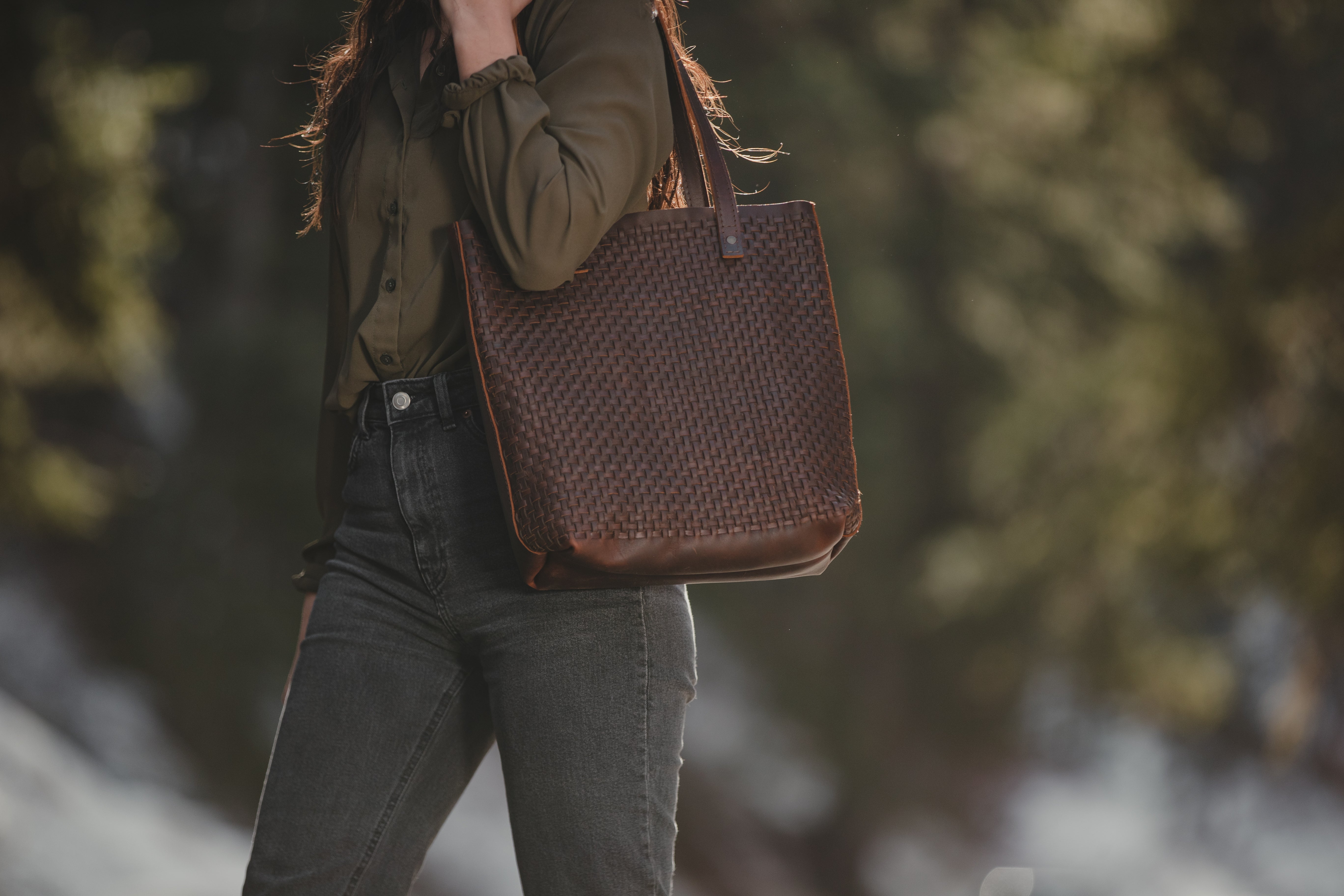 Woven Leather Tote