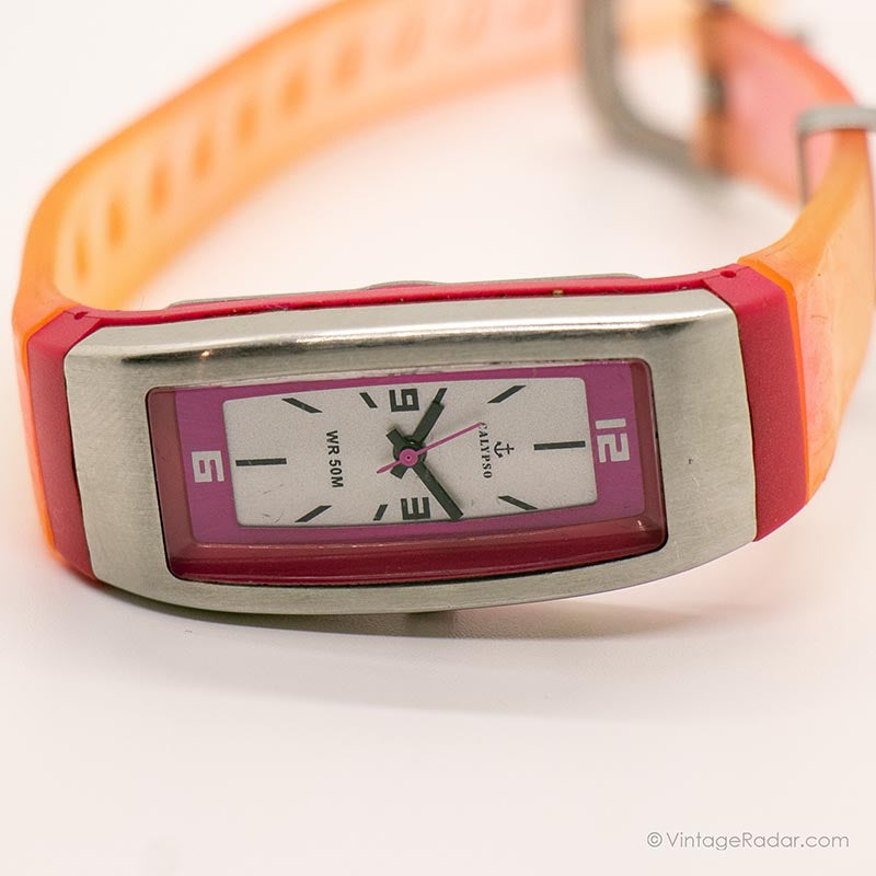 Pink Sports Watch for Her | Vintage Calypso Wristwatch