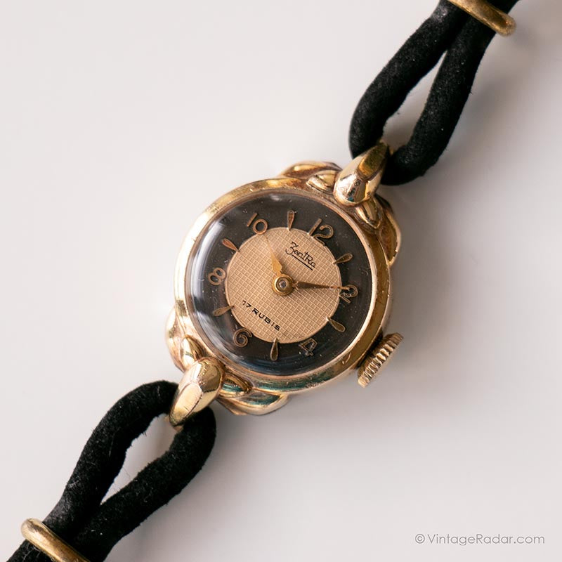 Art Deco Zentra Mechanical Watch | Tiny Gold-Plated Watch for Ladies