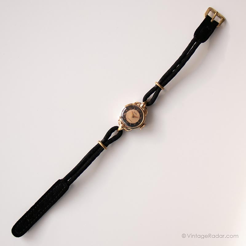 Art Deco Zentra Mechanical Watch | Tiny Gold-Plated Watch for Ladies