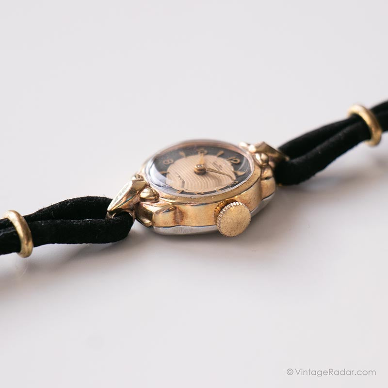 Art Deco Zentra Mechanical Watch | Tiny Gold-Plated Watch for Ladies