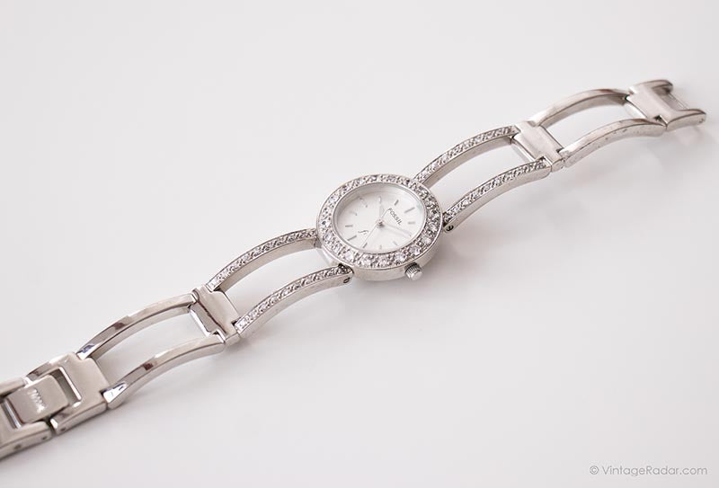 Vintage Fossil Dress Watch for Ladies | Elegant Crystal Wristwatch