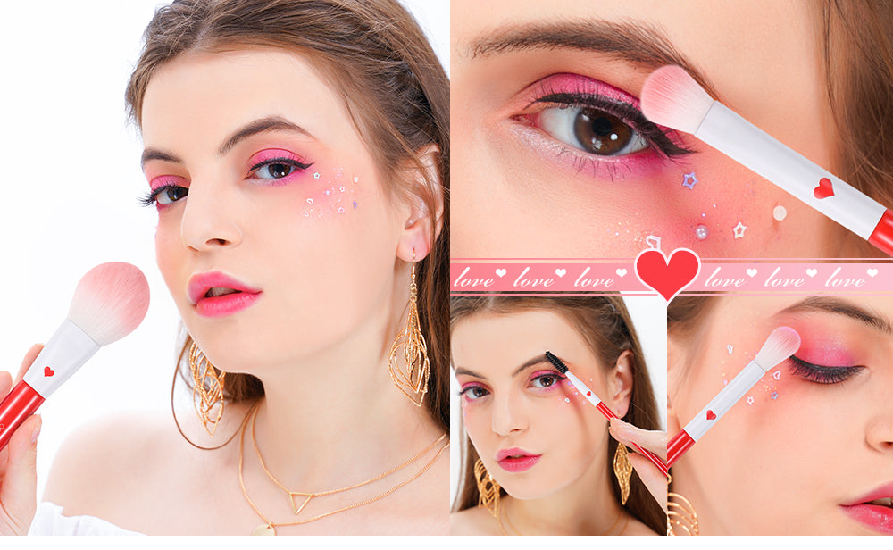 Docolor Makeup brushes - Period Red 32pcs Professional Makeup Brushes Set - best makeup brushes professional makeup brushes synthetic hair makeup brush gift for makeup lovers