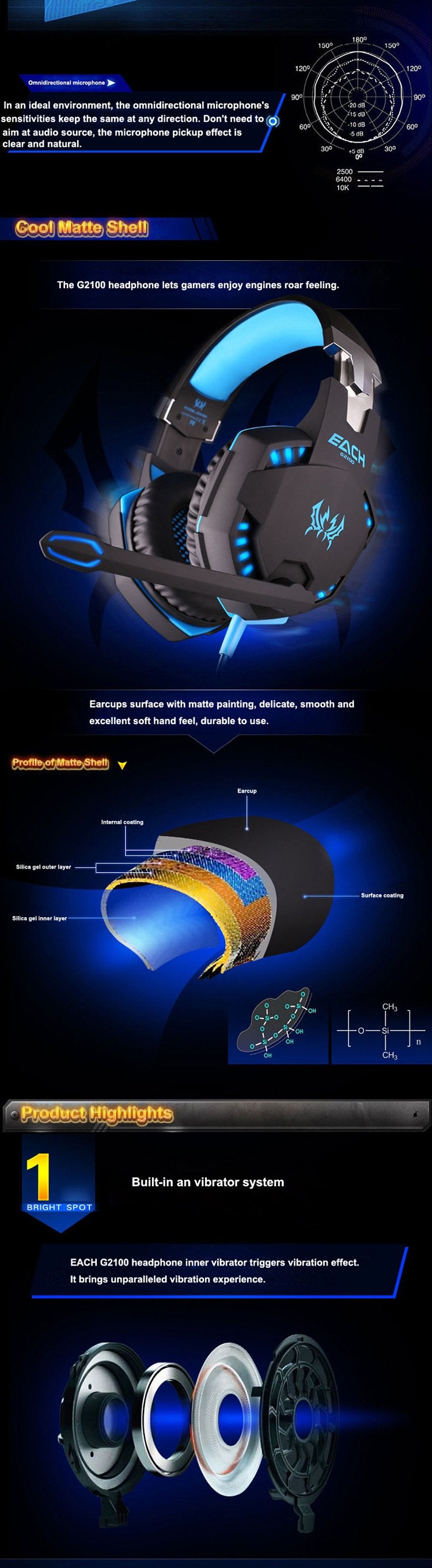 Ninja Dragon Stealth G21Z LED Vibration Gaming Headphone with Microphone