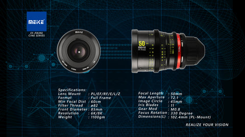 Meike Prime 50mm T2 1 Cine Lens For Full Frame Cinema Camera Systems Meike Global