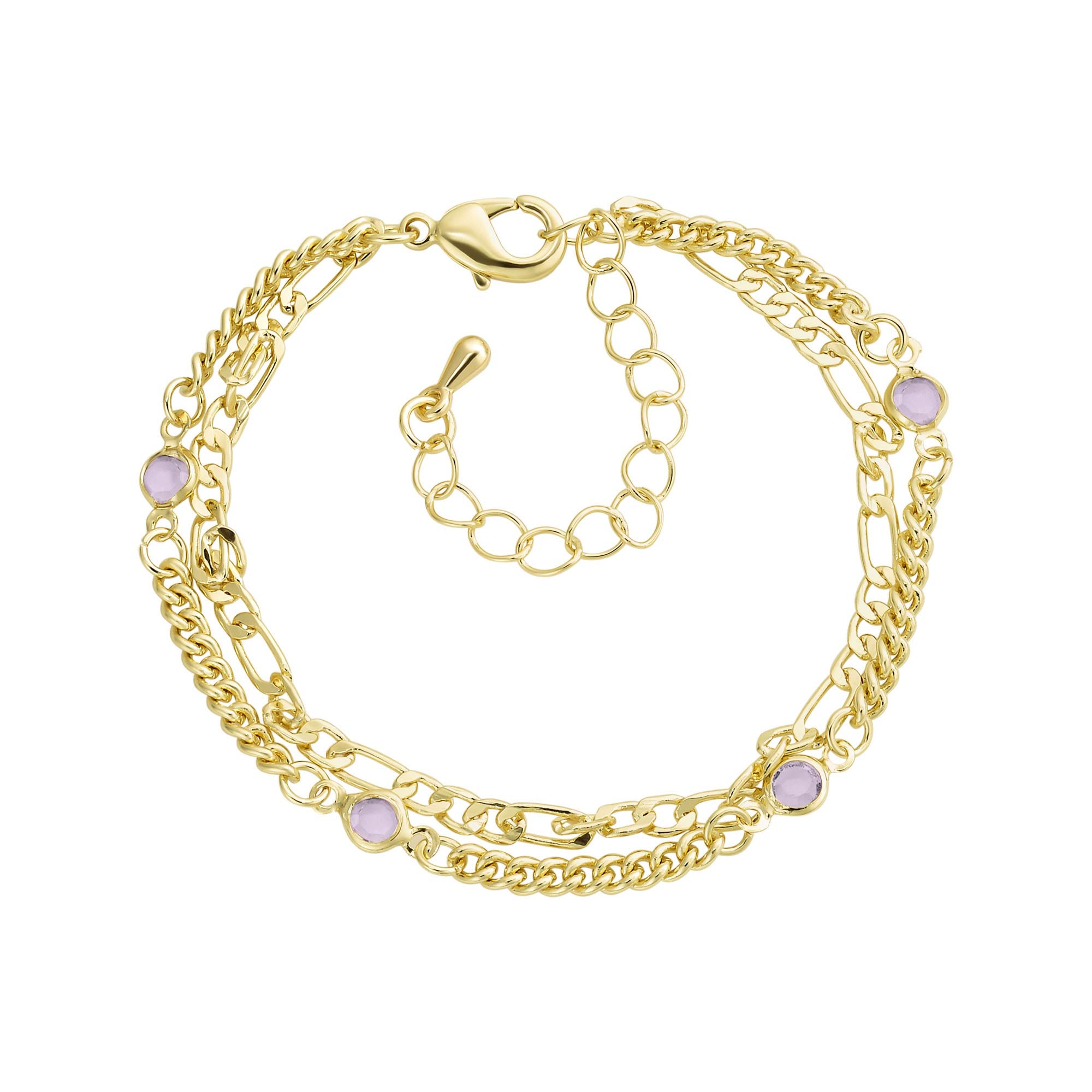 Stacked Diamond By The Yard Bracelet in Lavender