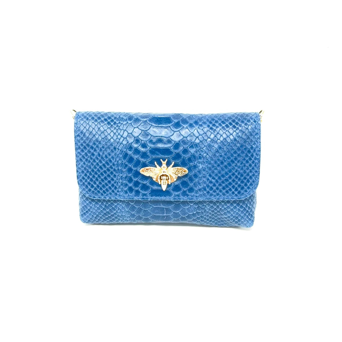 Snake Leather Butterfly Crossbody in Denim