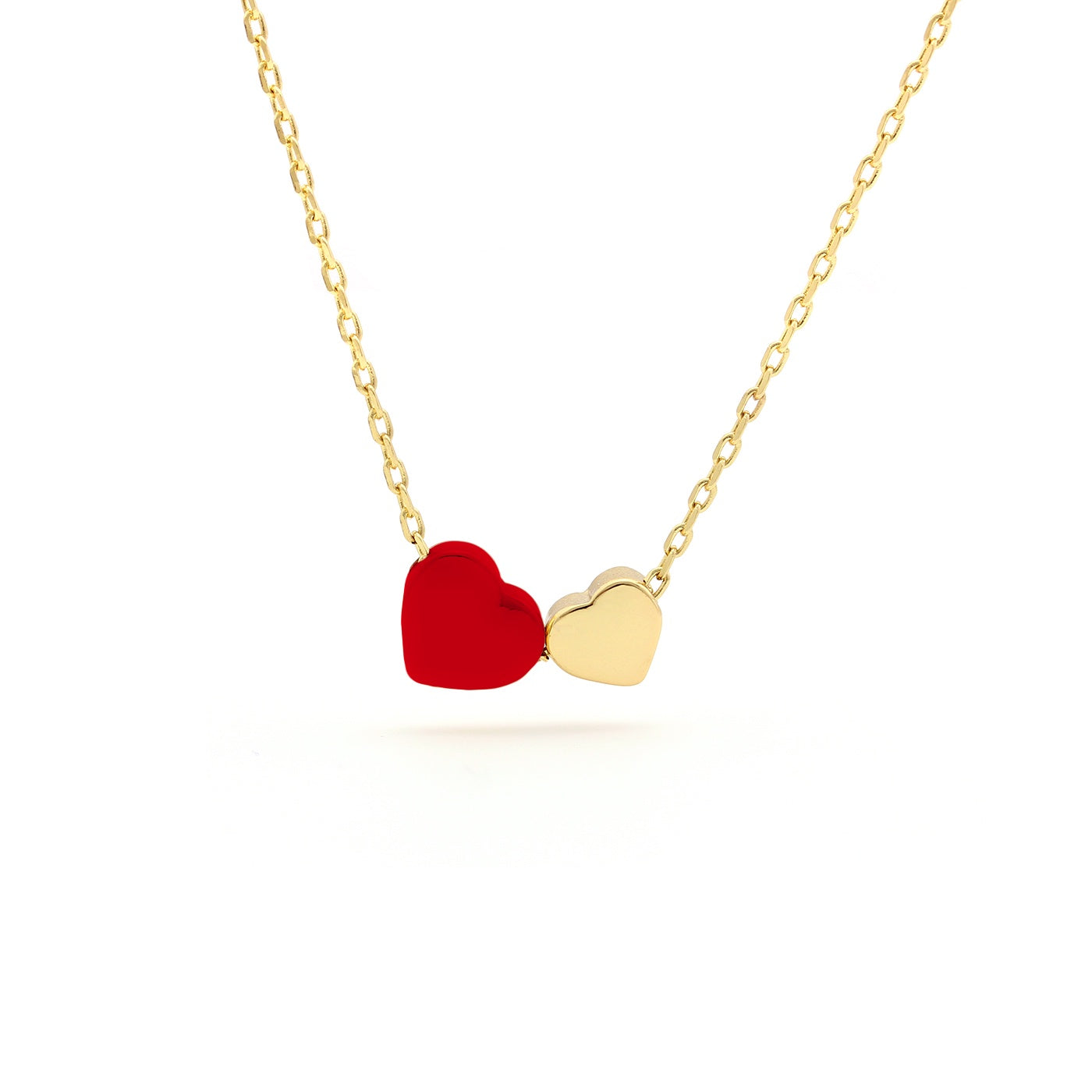 Double Red & Gold Polished Candy Heart Pendant