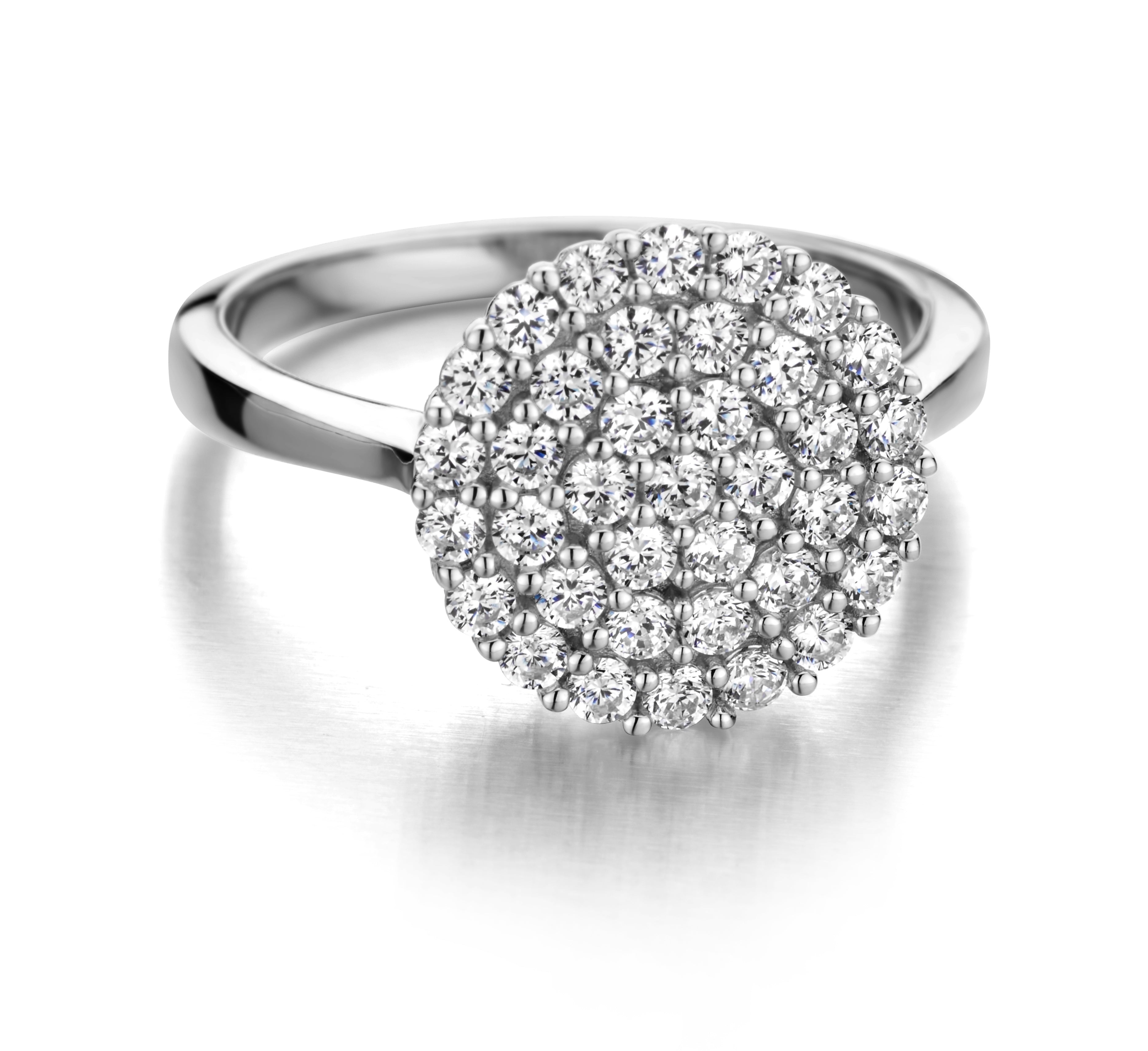 Round Pave CZ Ring in White Gold