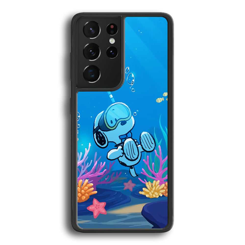 Snoopy Enjoy Diving Samsung Galaxy S21 Ultra Case