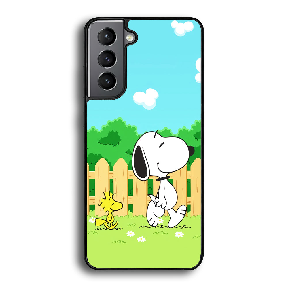 Snoopy Morning Walk Samsung Galaxy S21 Plus Case