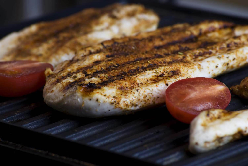 Grilled food on grill