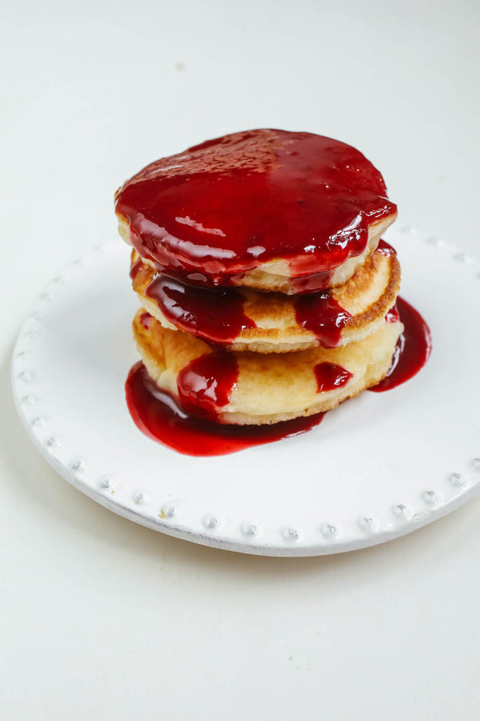 pancakes with red syrups