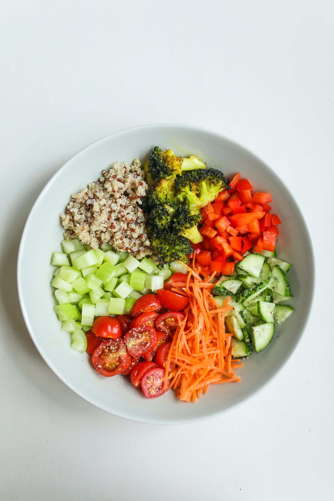 Plate with veggie food