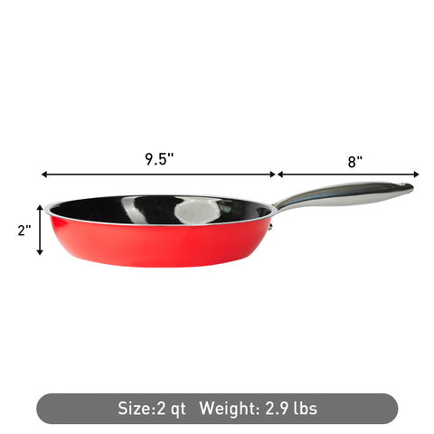 Red skillet frying pan dimensions