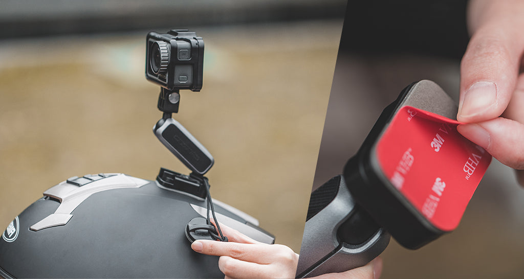 Action Camera Adhesive Mount - It doesn't let go and even includes a safety cord.