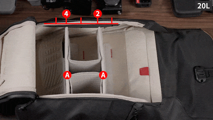 OneGo Air User Guide - Insert two A partitions into the 2nd and 4th holes