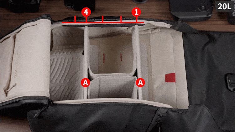 OneGo Air User Guide - Insert the two A partitions into the 1st and 4th holes