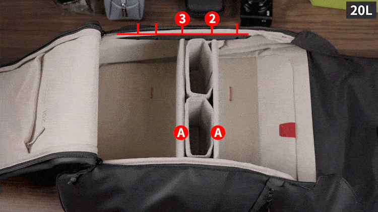 OneGo Air User Guide - Insert the two A partitions into the 2nd and 3rd holes