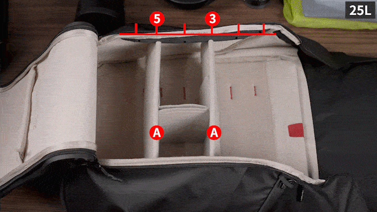OneGo Air User Guide - Insert the two A partitions into the 3rd and 5th holes
