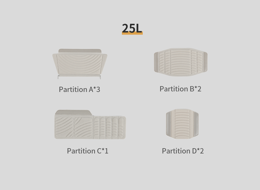 OneGo Air User Guide - How do I install interior partitions - 25L?