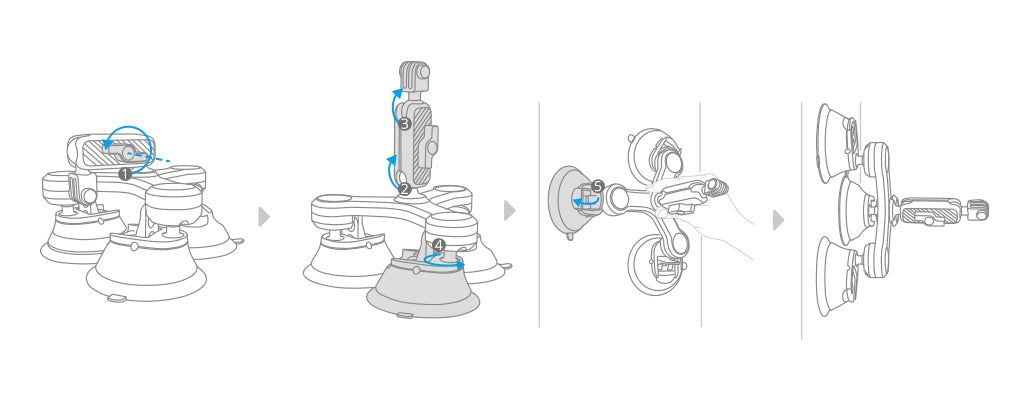 Three-Arm Suction Mount - Installation 1