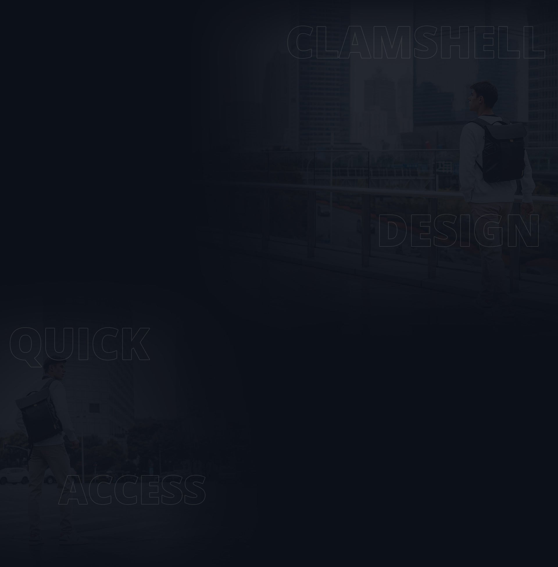 OneGo -Rucksack - Clamshell -Design -Hintergrund