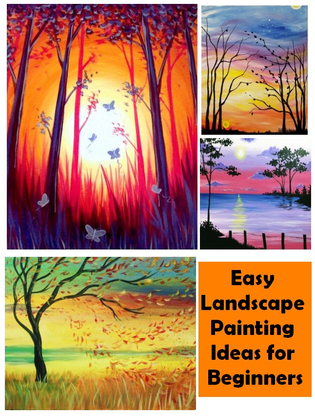 Easy Landscape Painting Ideas for Beginners, Easy Canvas Painting Ideas, Simple DIY Paintings for Beginners, Autumn Painting, Easy Acrylic Paintings