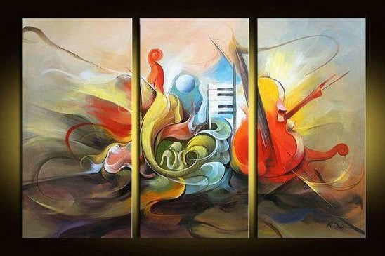 Abstract Painting on Canvas, Music Painting, 3 Piece Painting, Modern Acrylic Paintings, Wall Art Paintings