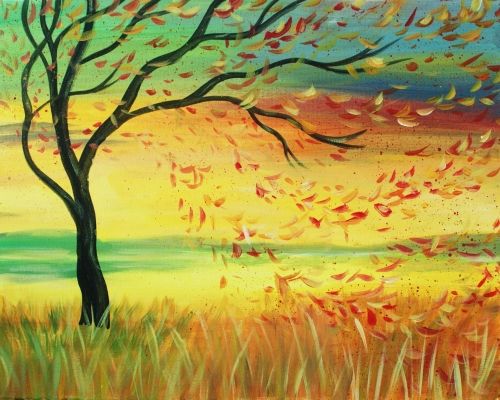 Easy Landscape Painting Ideas for Beginners, Easy Canvas Painting Ideas, Simple DIY Paintings for Beginners, Autumn Painting, Easy Acrylic Paintings