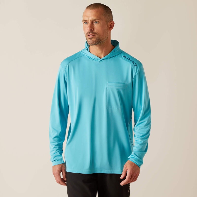 REBAR SUNBLOCKER HOODED TEE - MAUI BLUE