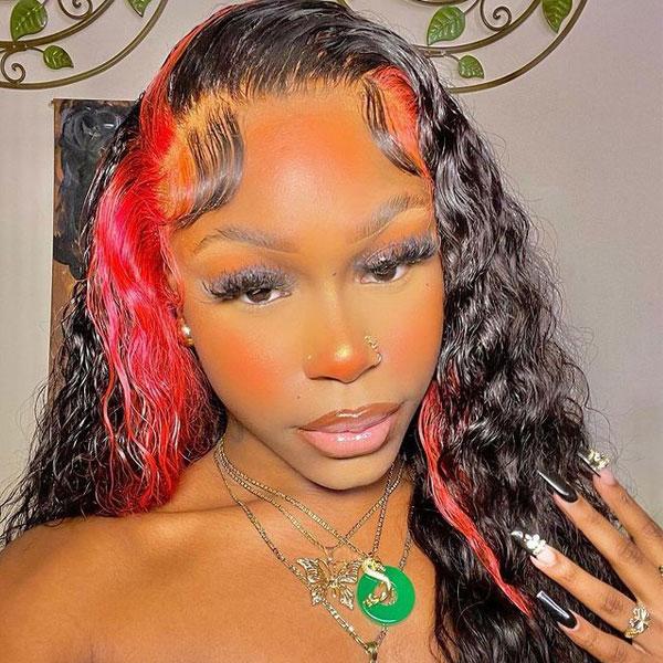 Red Highlights Black Sensational Wigs