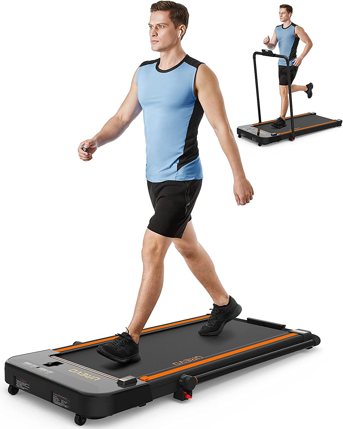 UR2.5HP Folding Electric Treadmill Walking Jogging Machine for Home Office with Remote Control Black