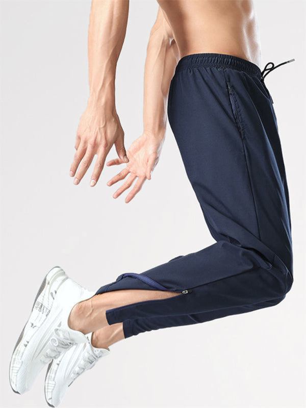Ice Silk Quick-drying breathable fitness zipper trousers