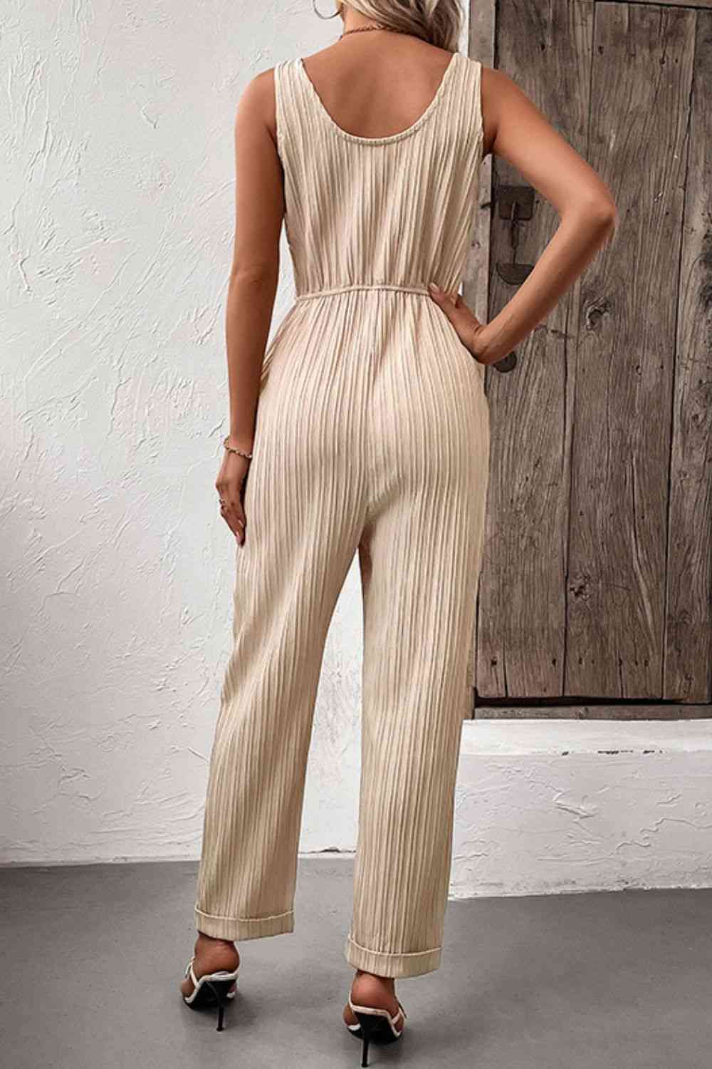 Textured Sleeveless Jumpsuit