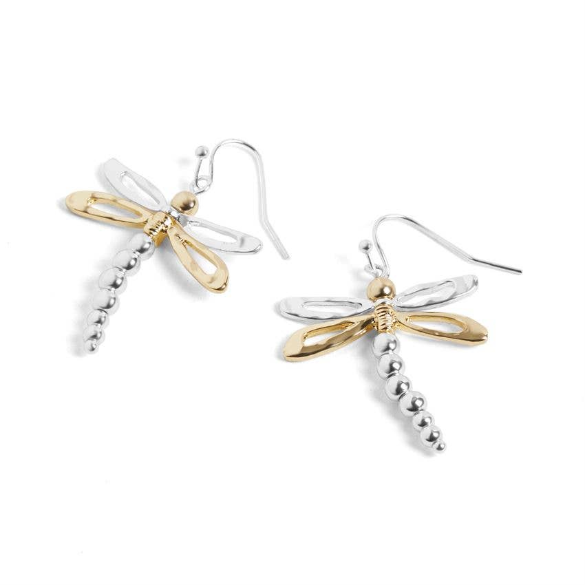 Mixed Metal Dragonfly Earrings - Easter